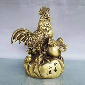 黄铜鸡摆件合家欢乐鸡摆件办公家居工艺装饰品礼品